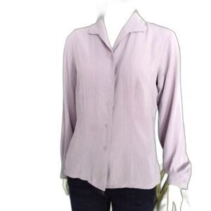 Laura Scott Lavender Pinstriped Button Up Blouse Purple Shirt Top Size 8